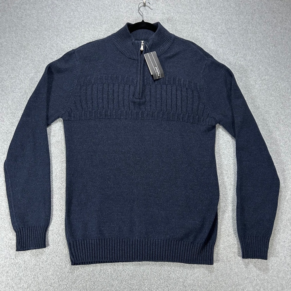 Method Sweater Quarter Zip Mens Large Lake Blue Melange Casual Preppy